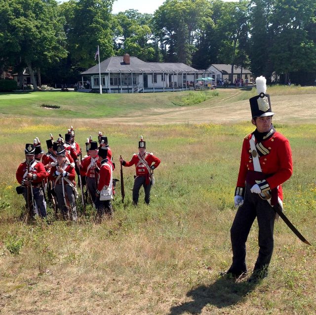 The battle was reenacted on the original site located on the Wawashkamo Golf Course. That's the historic Wawashkamo clubhouse in the background.