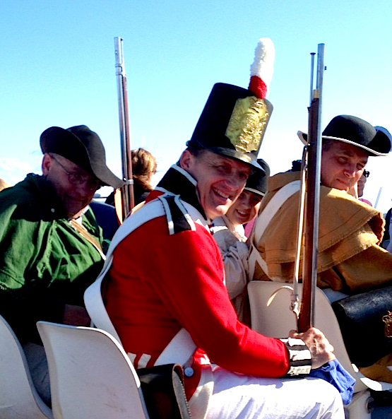 The Battle of 1814 reenactors head home aboard Shepler's ferry after a long day on Mackinac Island.